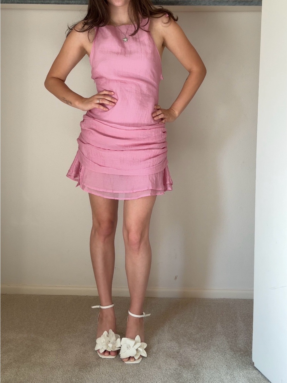Pink Halter Mini Dress